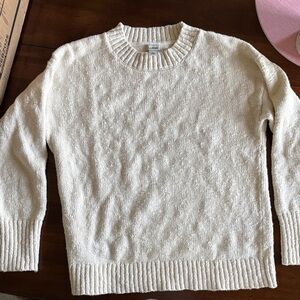 LL Bean women crew neck cream 100% cotton sweater.